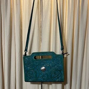 Rafter T Ranch Co Turquoise Tooled Leather Bag